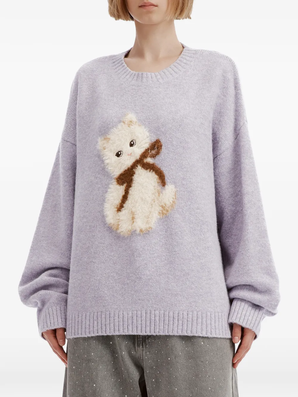 tout a coup cat-motif sweater Paars