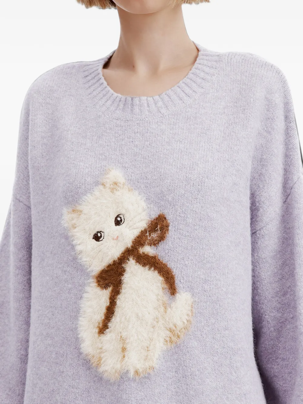 tout a coup cat-motif sweater Paars