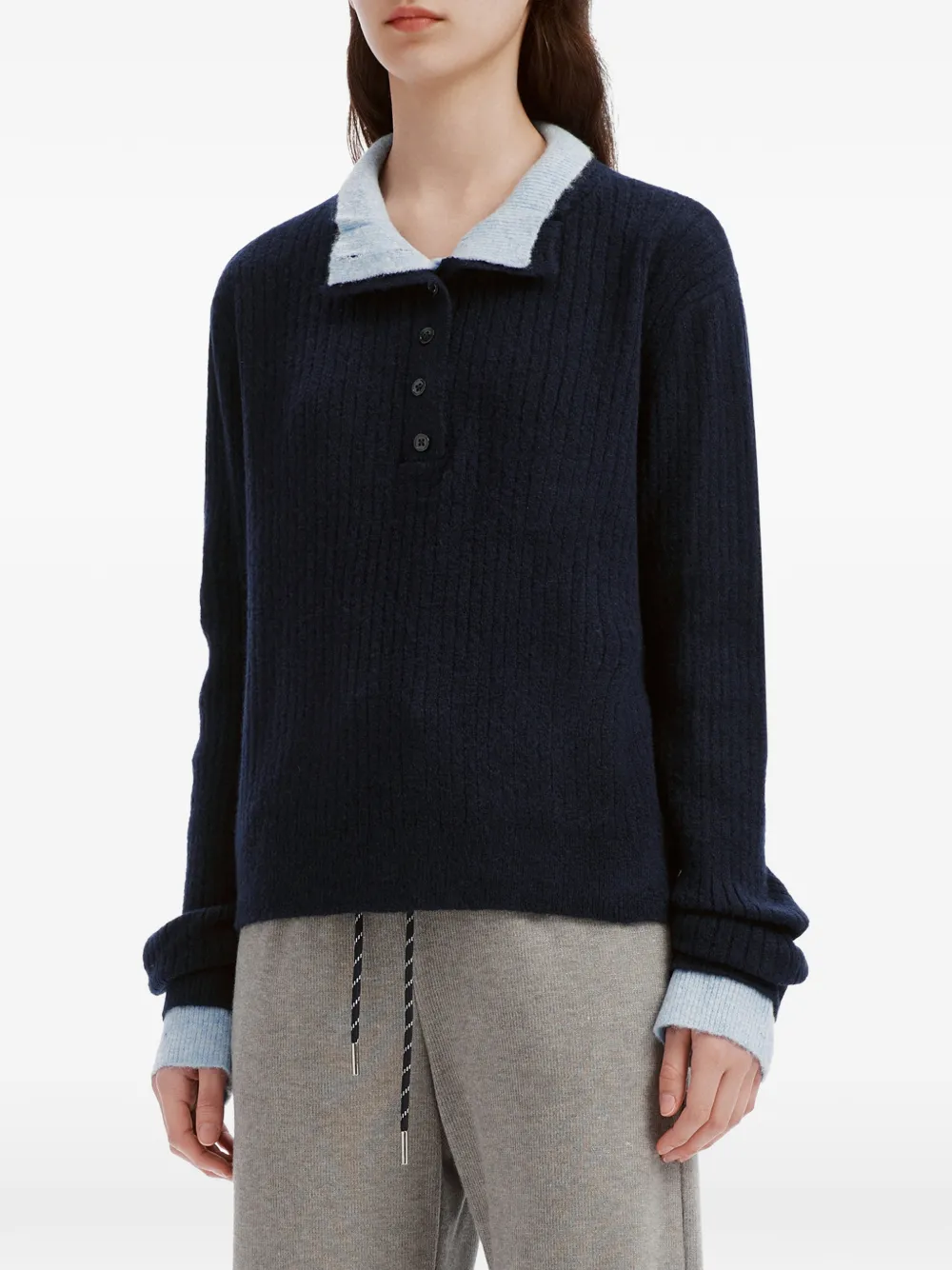 tout a coup ribbed-knit layered-effect sweater Blauw