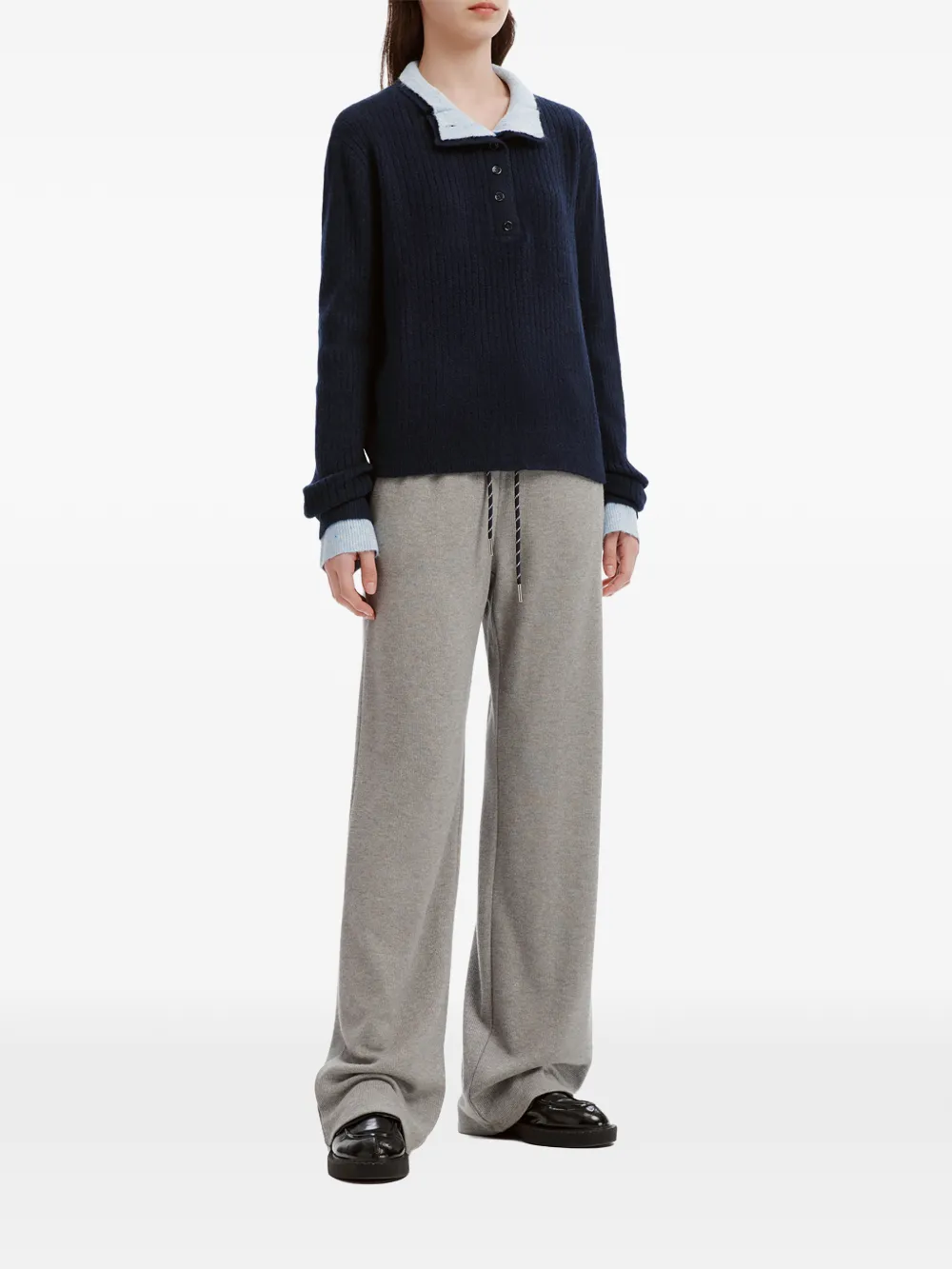 tout a coup ribbed-knit layered-effect sweater Blauw