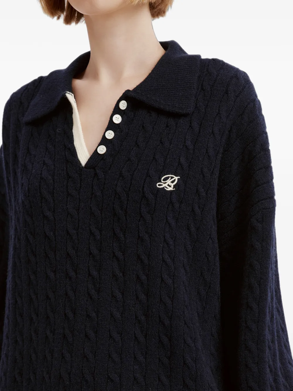 b+ab cable-knit embroidered skirt set Blauw