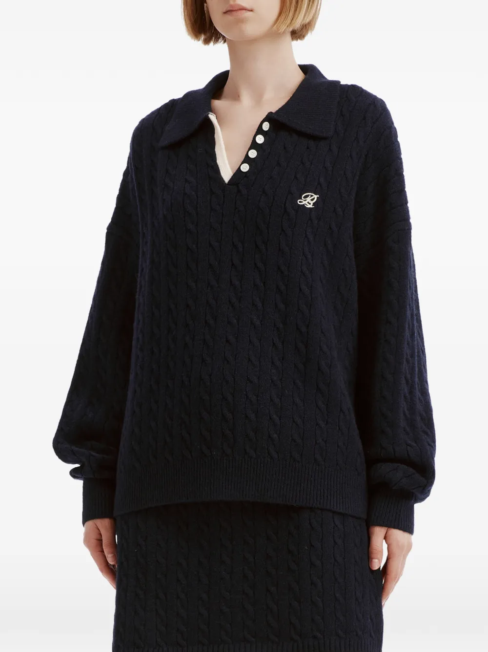 b+ab cable-knit embroidered skirt set Blauw