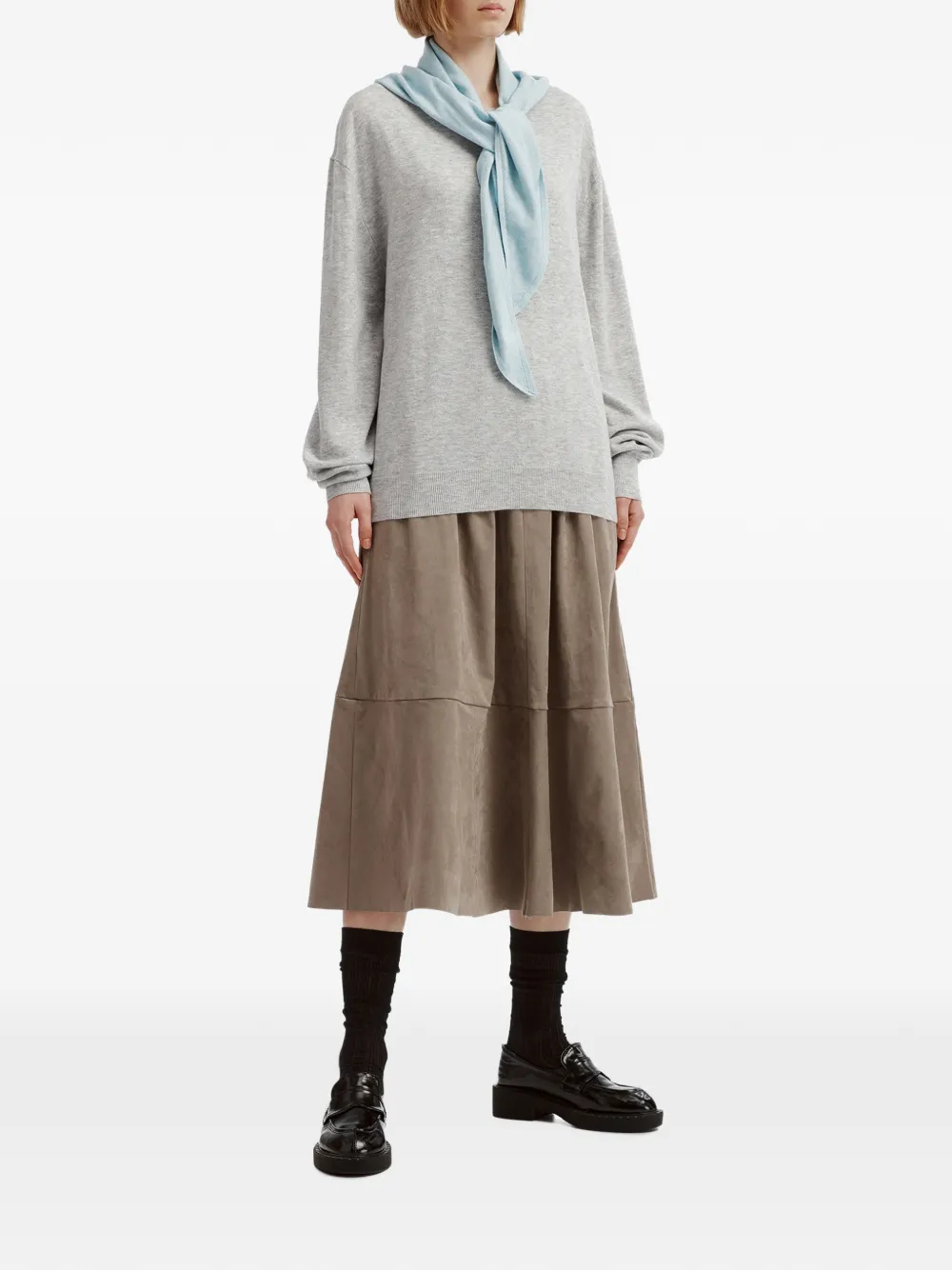 tout a coup scarf-detail crew-neck sweater Grijs