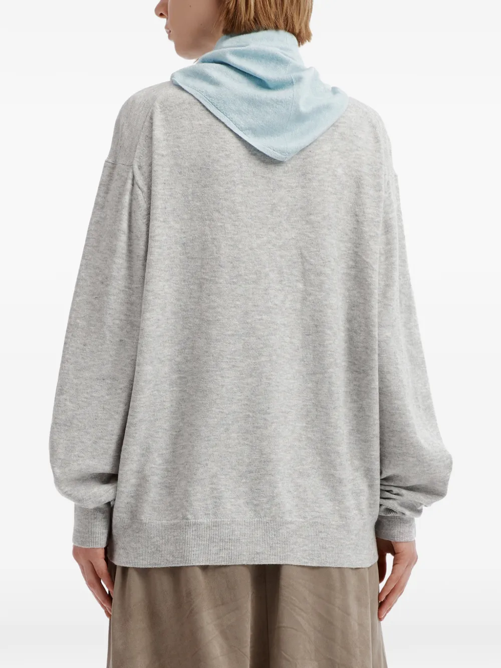 tout a coup scarf-detail crew-neck sweater Grijs