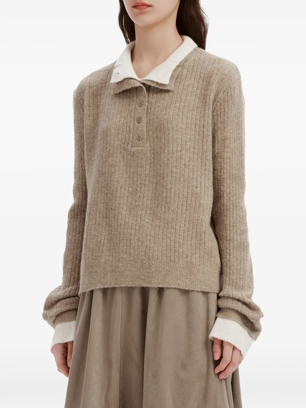 tout a coup ribbed-knit sweater Beige