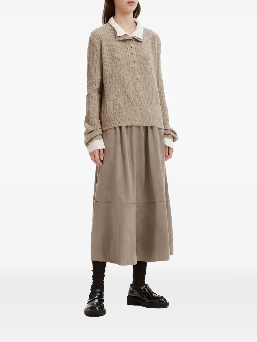 tout a coup ribbed-knit sweater Beige