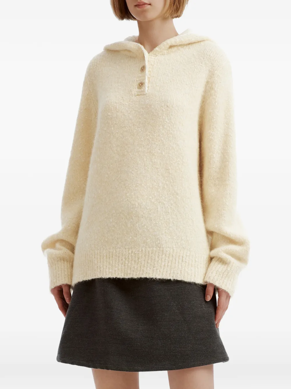 b+ab button-up hooded sweater Beige