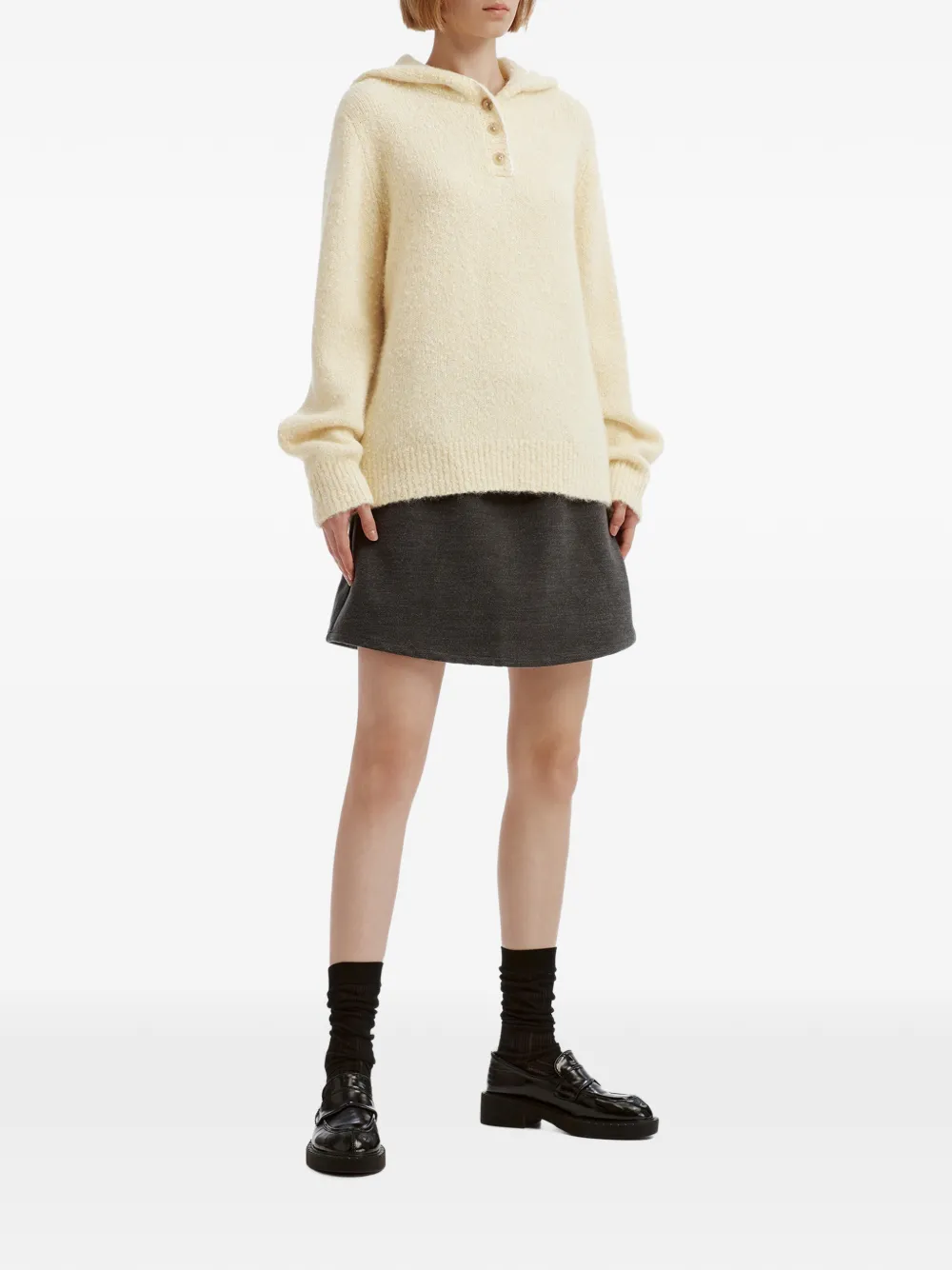 b+ab button-up hooded sweater Beige