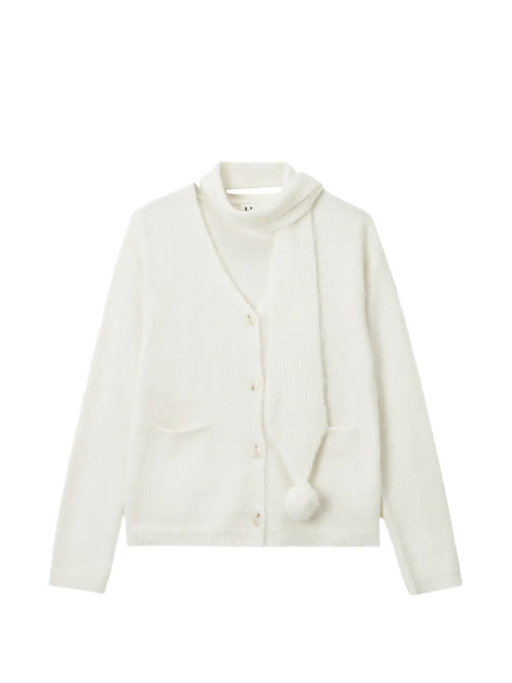 b+ab pom-pom scarf-detail cardigan - Bianco