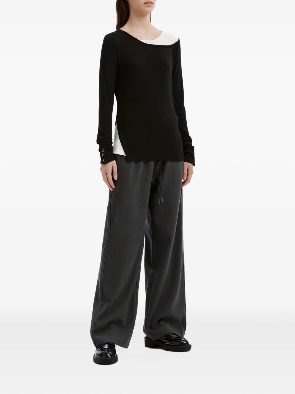 tout a coup drawstring-waist wide-leg track pants Grijs