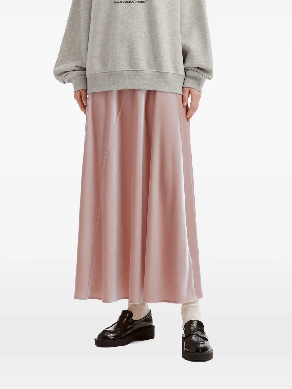 b+ab velvet-effect panelled maxi skirt Roze