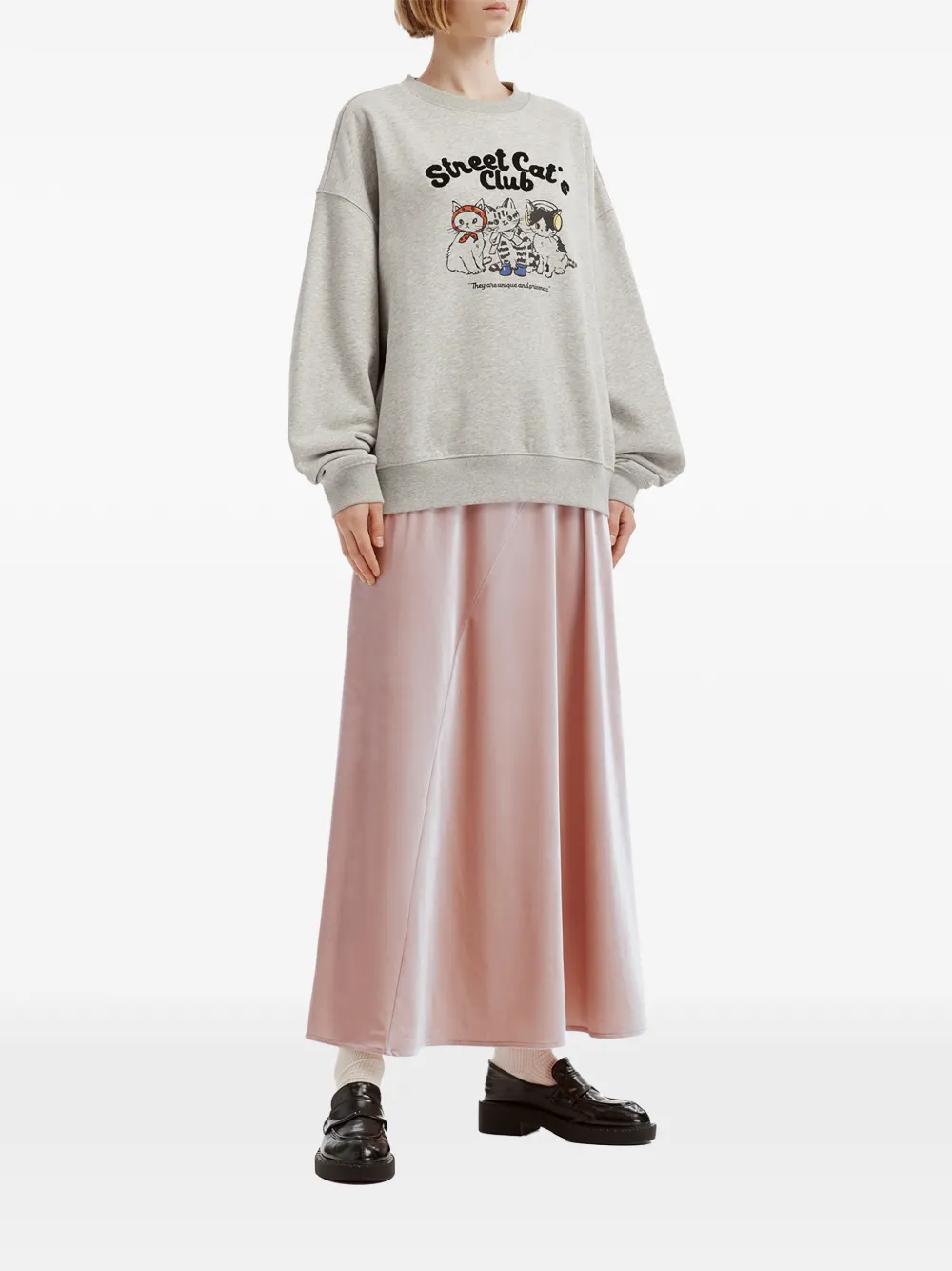 b+ab velvet-effect panelled maxi skirt Roze