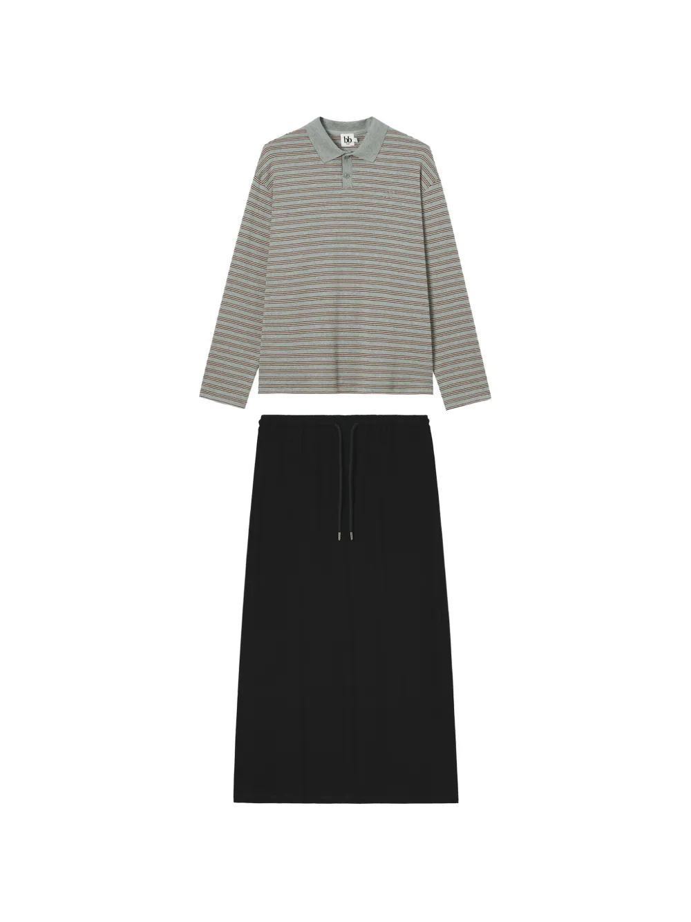 B+ab striped A-line midi skirt set (set of two) Grijs