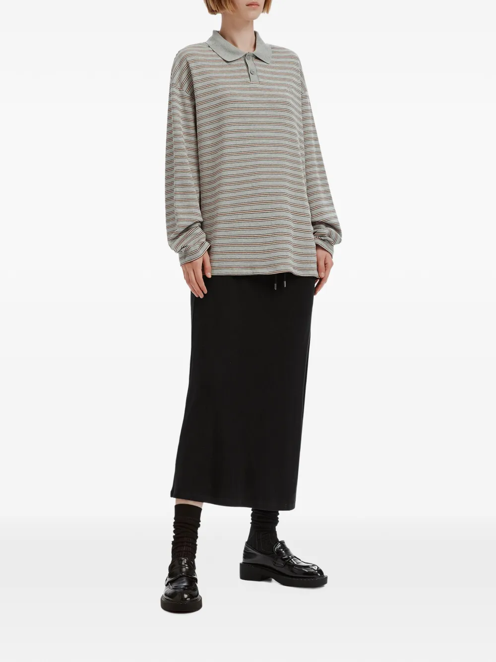 b+ab striped A-line midi skirt set (set of two) Grijs