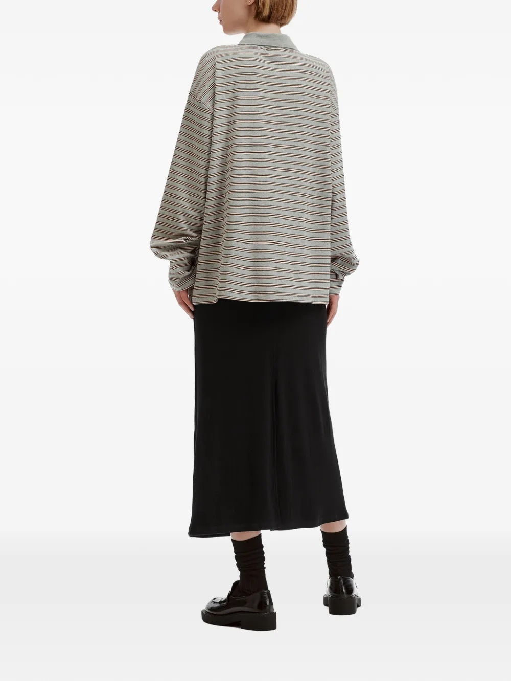b+ab striped A-line midi skirt set (set of two) Grijs