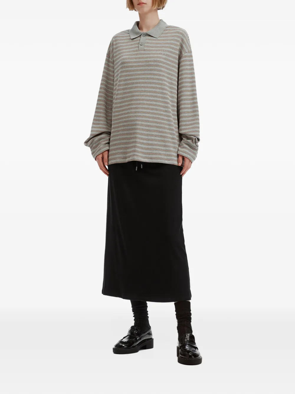 b+ab striped A-line midi skirt set (set of two) Grijs