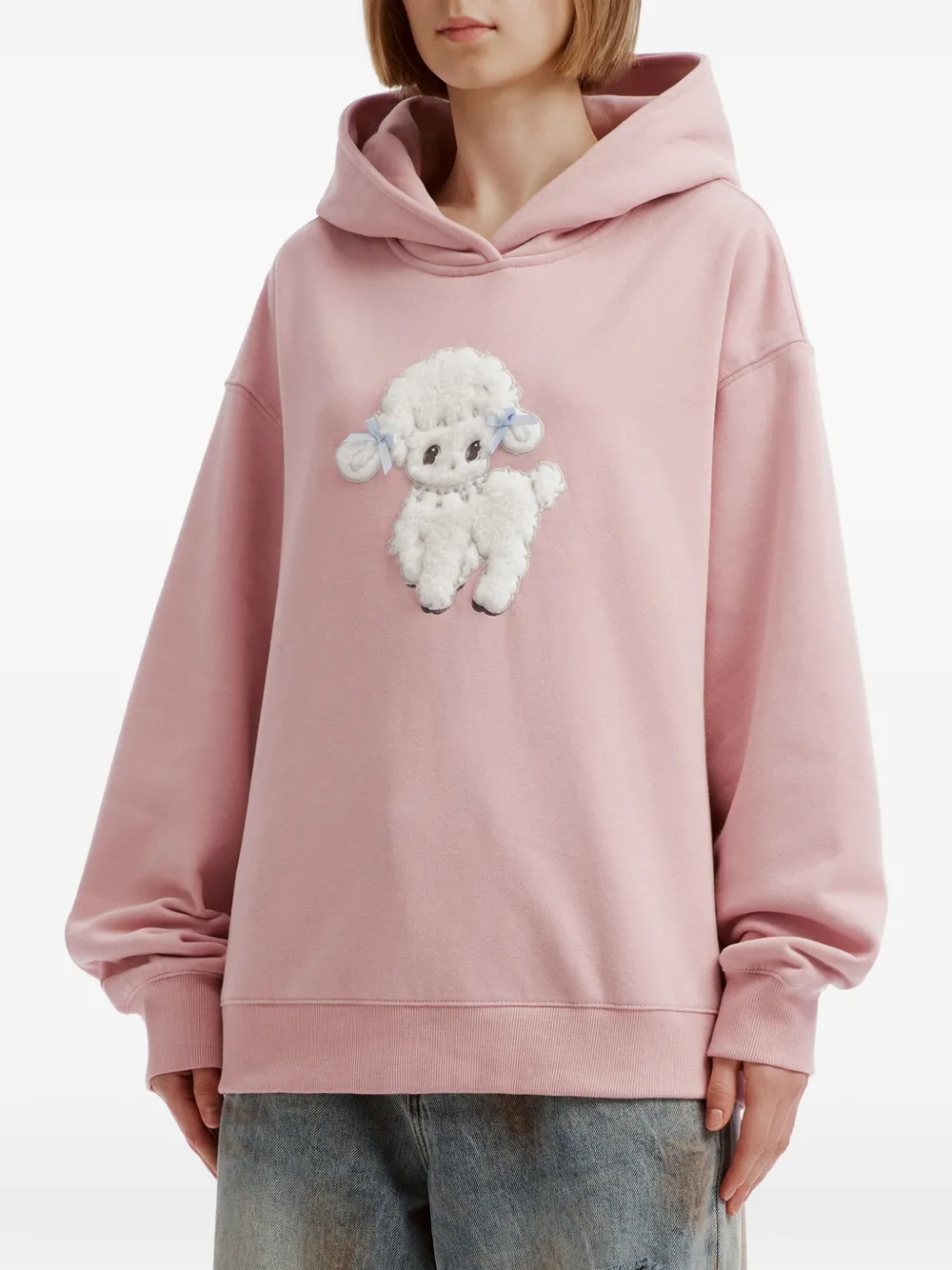 tout a coup embroidered-poodle hoodie Roze
