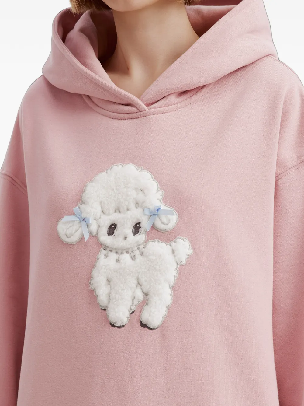 tout a coup embroidered-poodle hoodie Roze