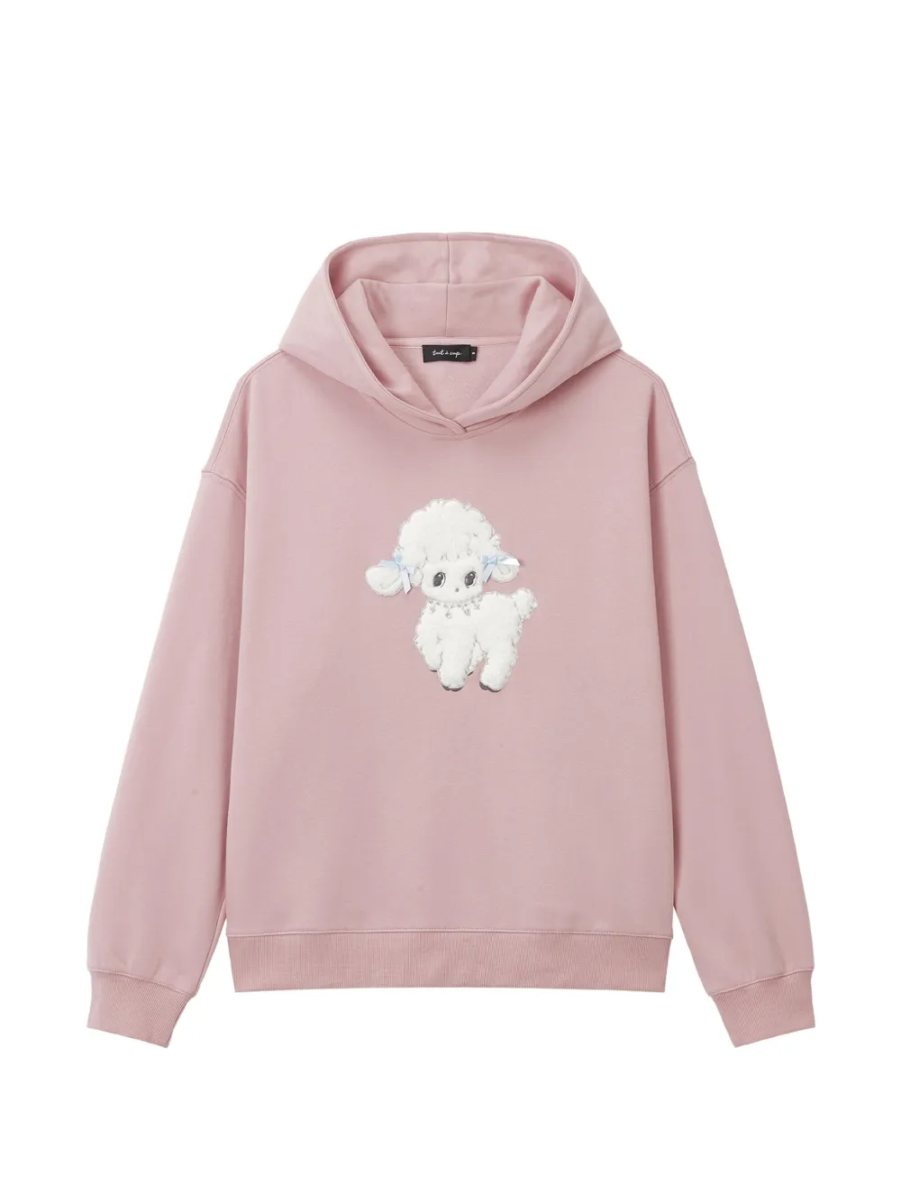 Tout a coup embroidered-poodle hoodie Roze