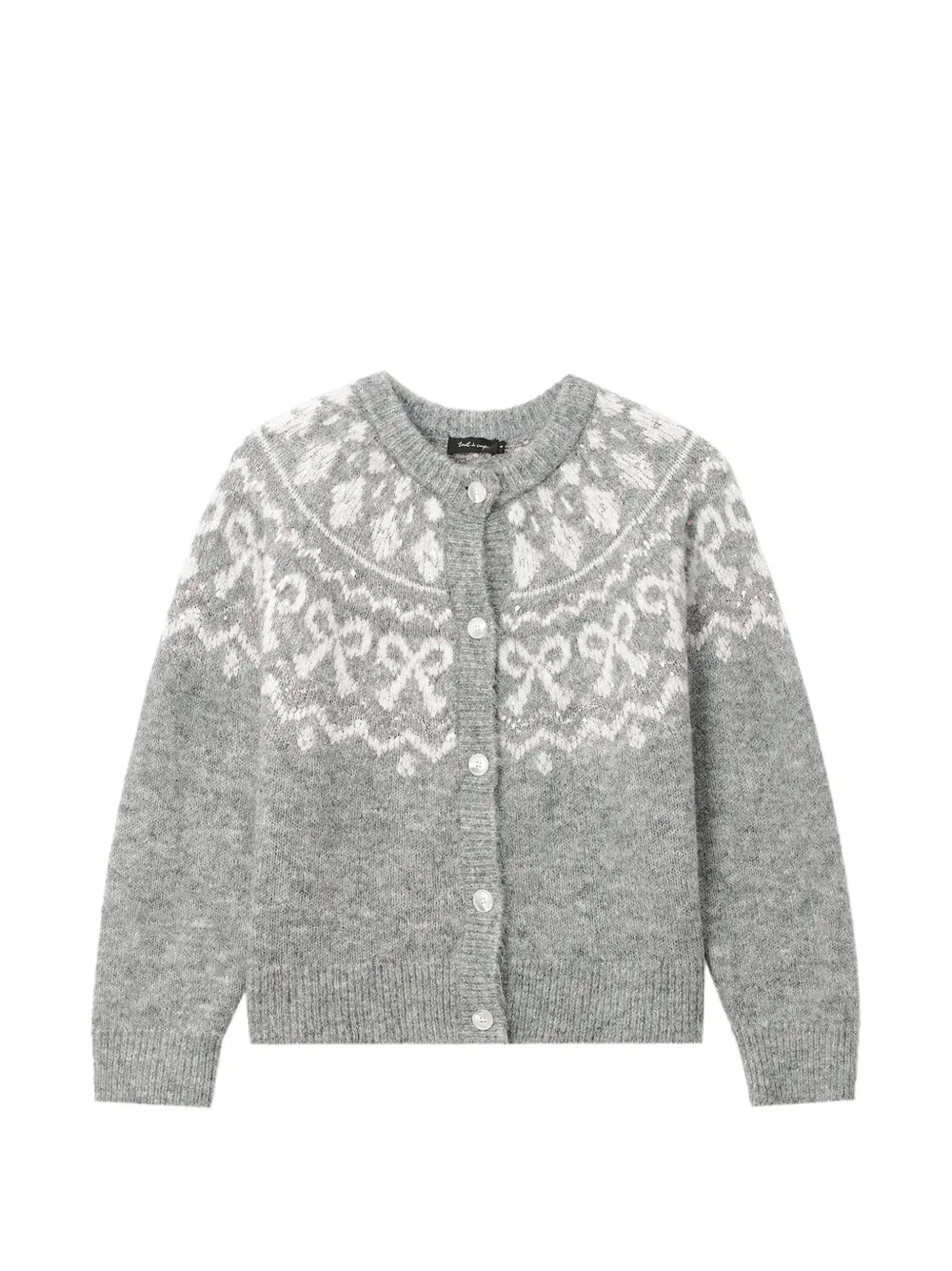 Tout a coup bow-motif cardigan Grijs
