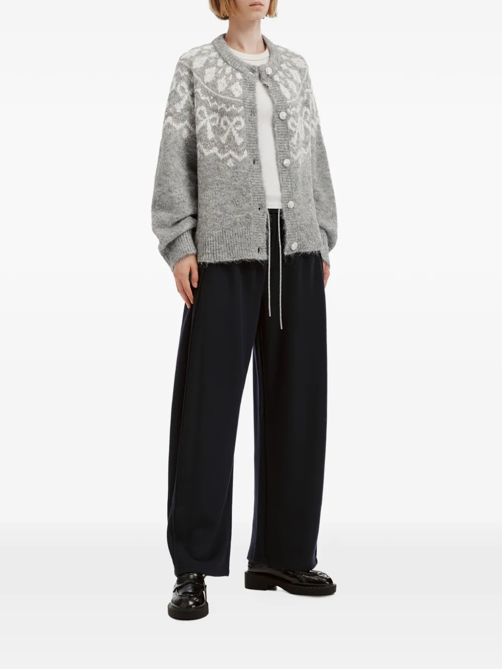 tout a coup bow-motif cardigan Grijs