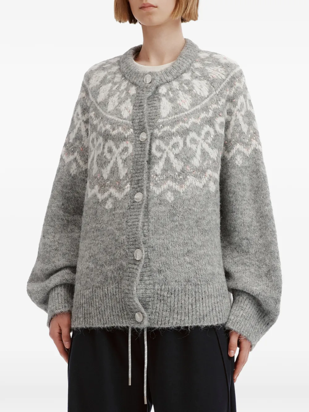 tout a coup bow-motif cardigan Grijs