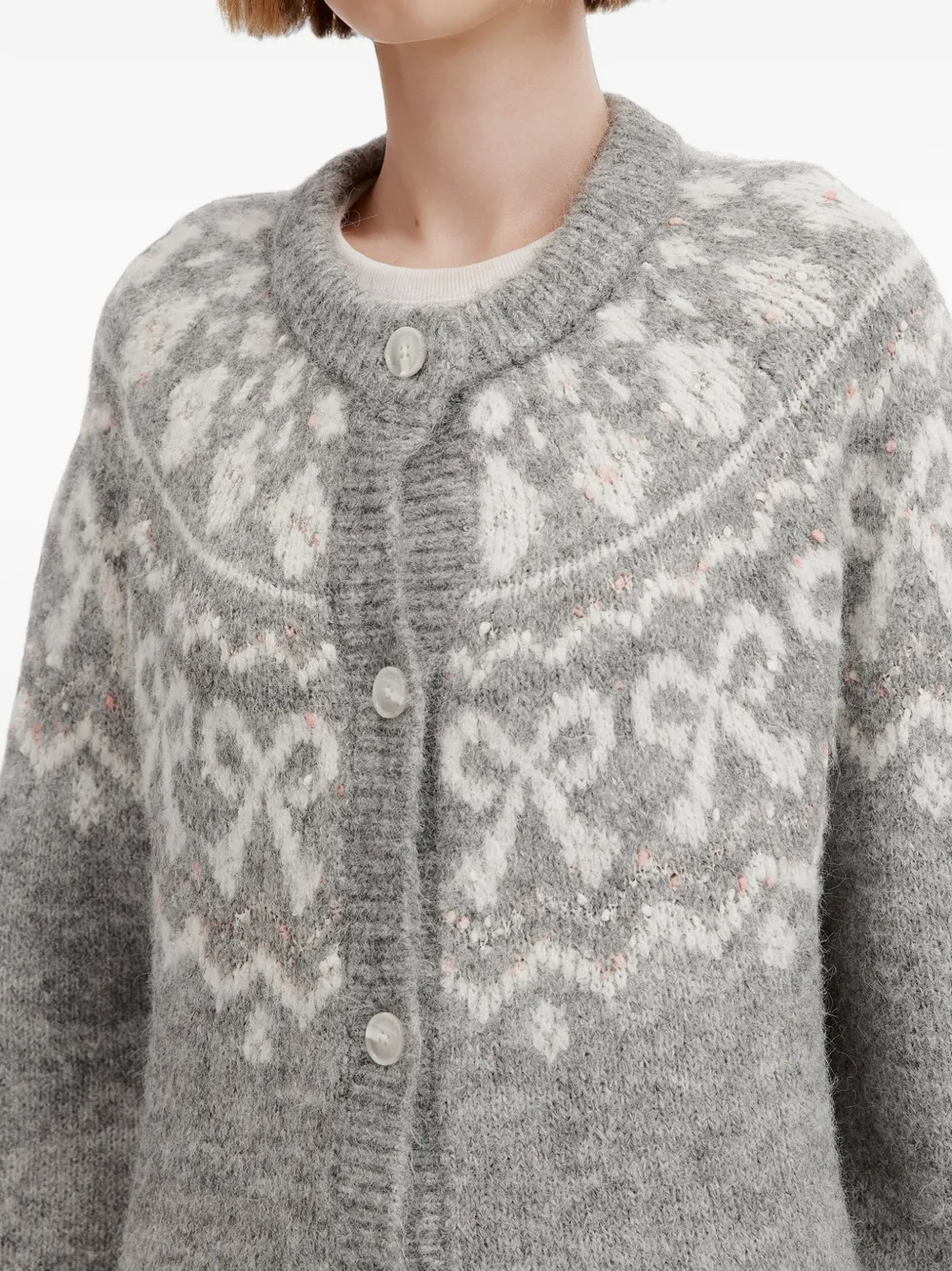 tout a coup bow-motif cardigan Grijs