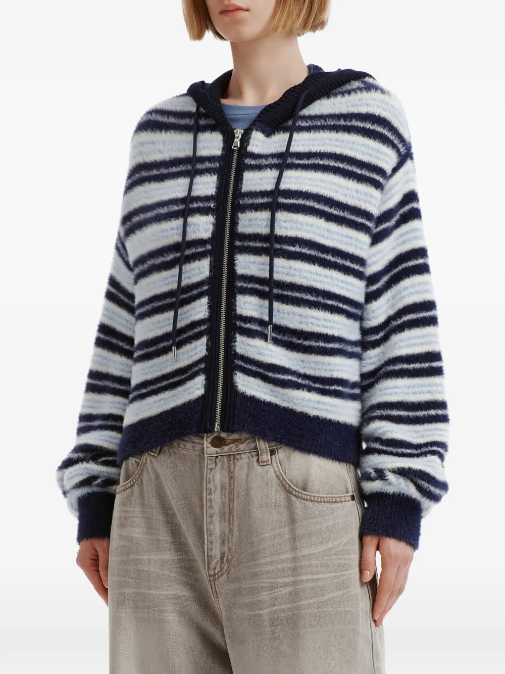 tout a coup zip-up hooded cardigan Blauw