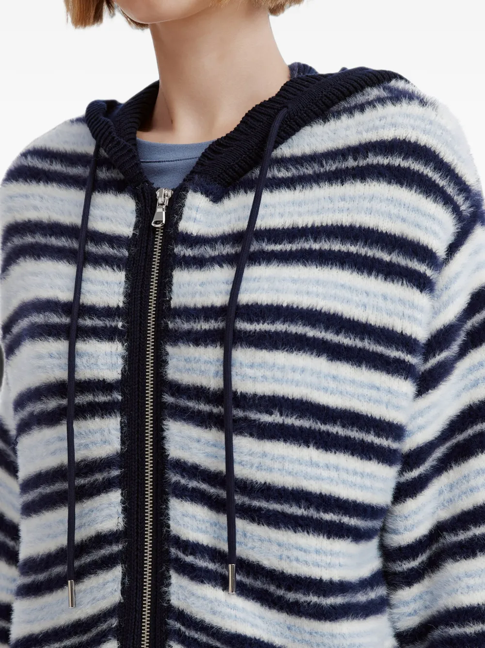 tout a coup zip-up hooded cardigan Blauw