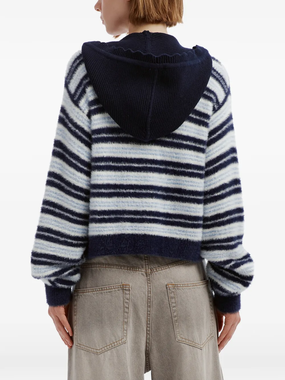 tout a coup zip-up hooded cardigan Blauw