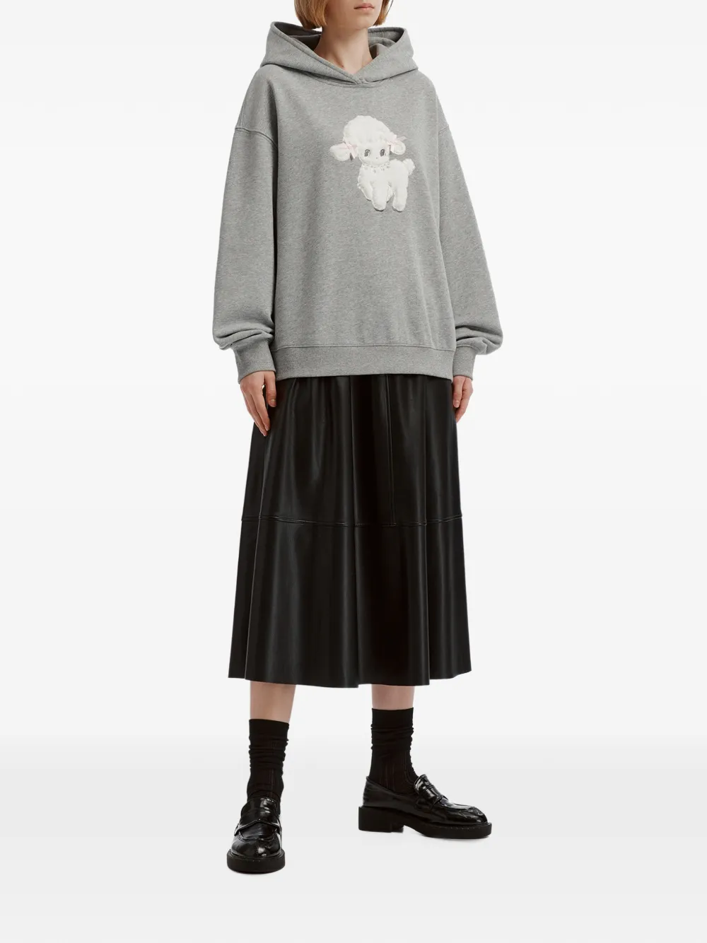 tout a coup embroidered-poodle hoodie Grijs