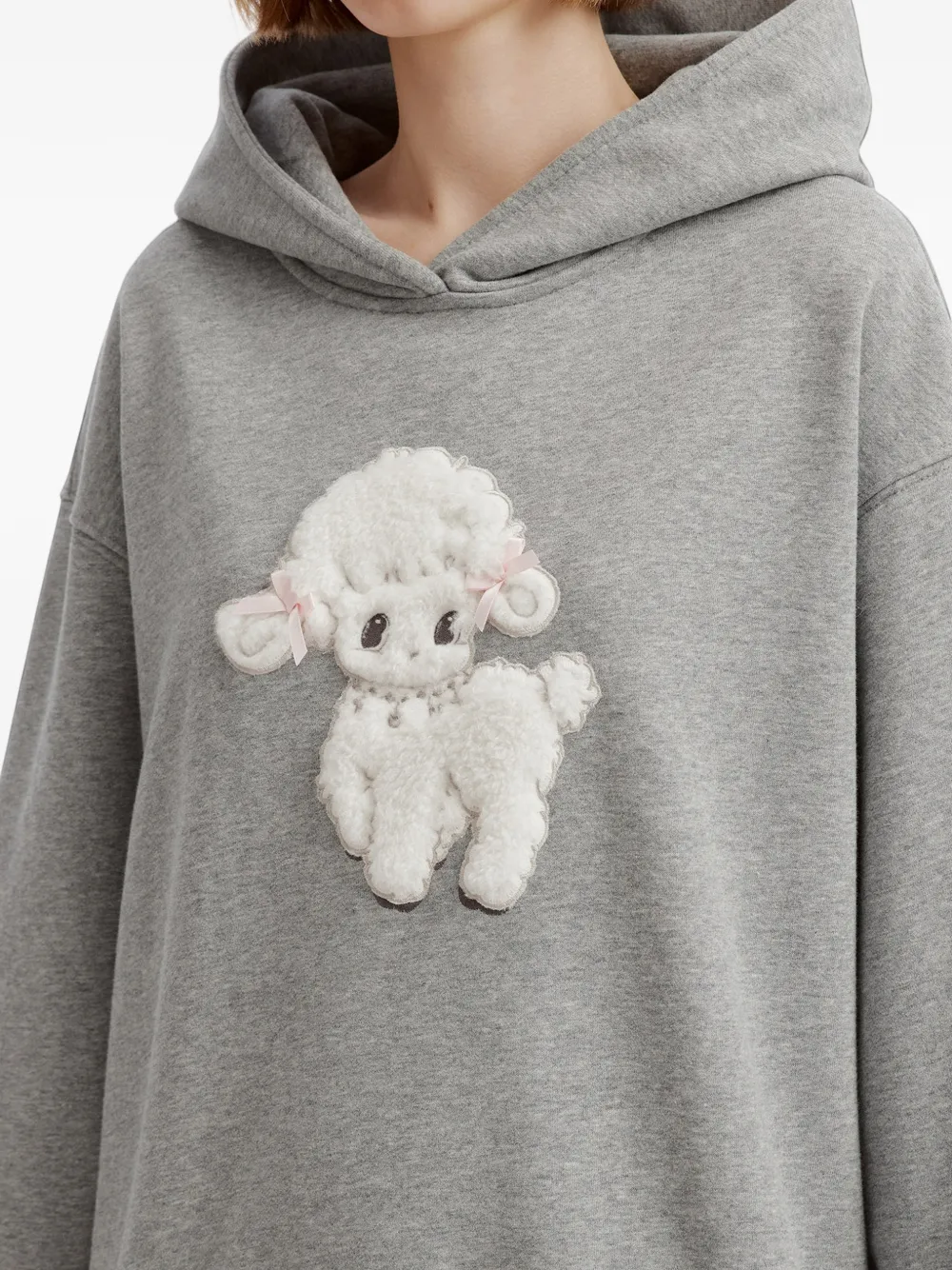 tout a coup embroidered-poodle hoodie Grijs