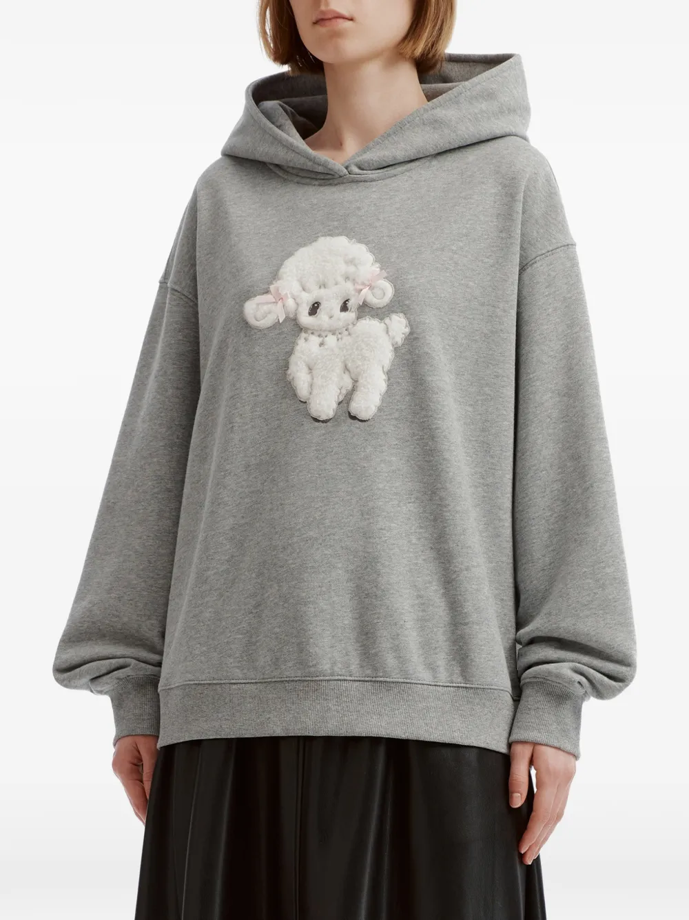 tout a coup embroidered-poodle hoodie Grijs