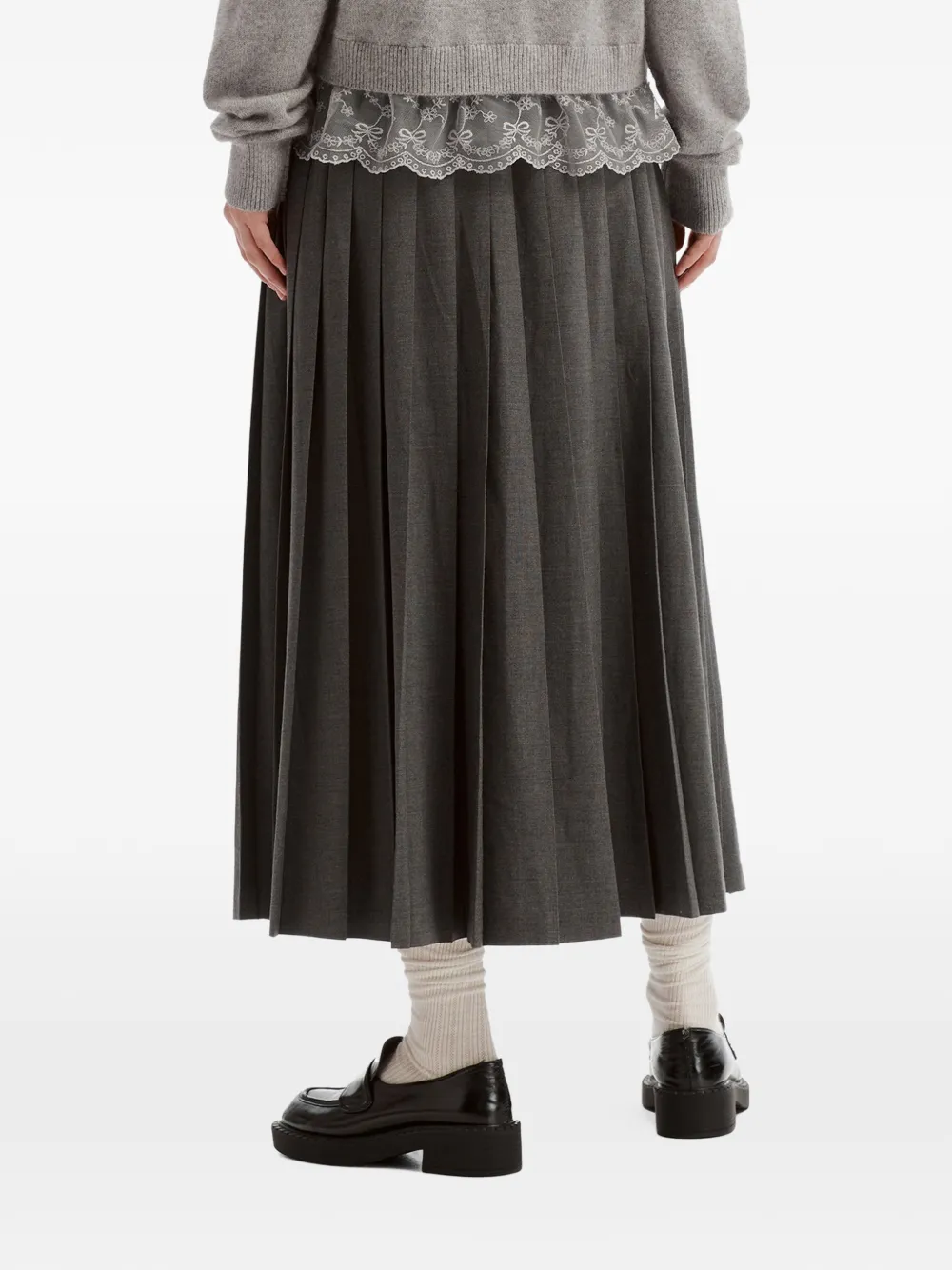 tout a coup drawstring-waist pleated midi skirt Grijs