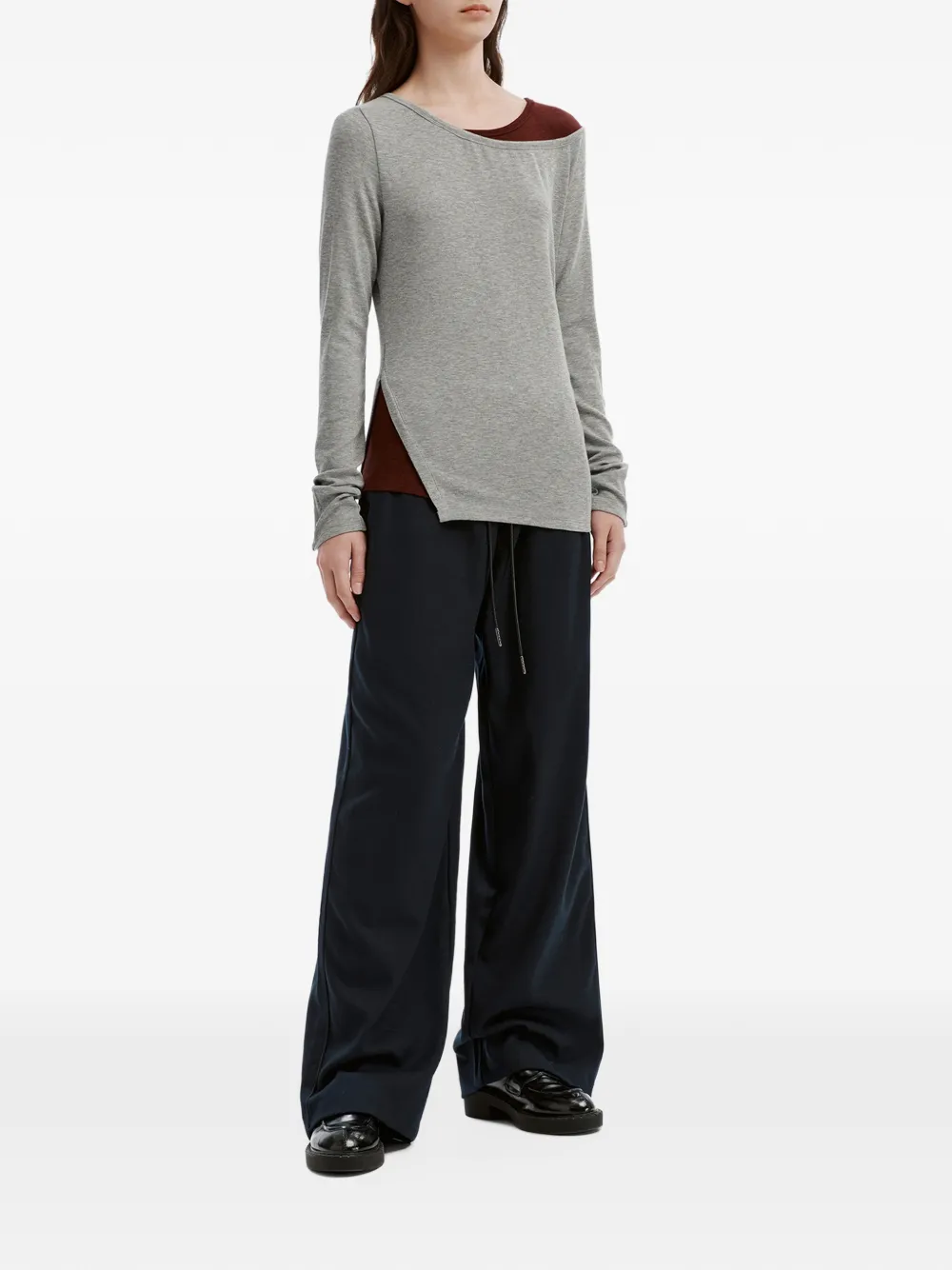 tout a coup drawstring-waistband wide-leg track pants Blauw