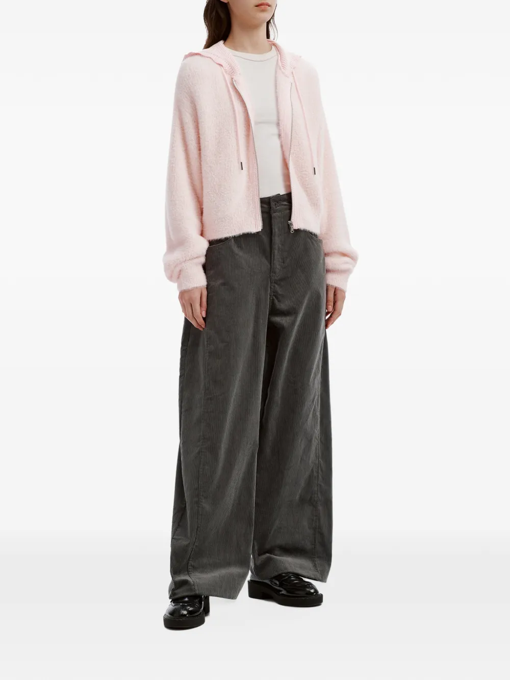 tout a coup zip-up hooded cardigan Roze