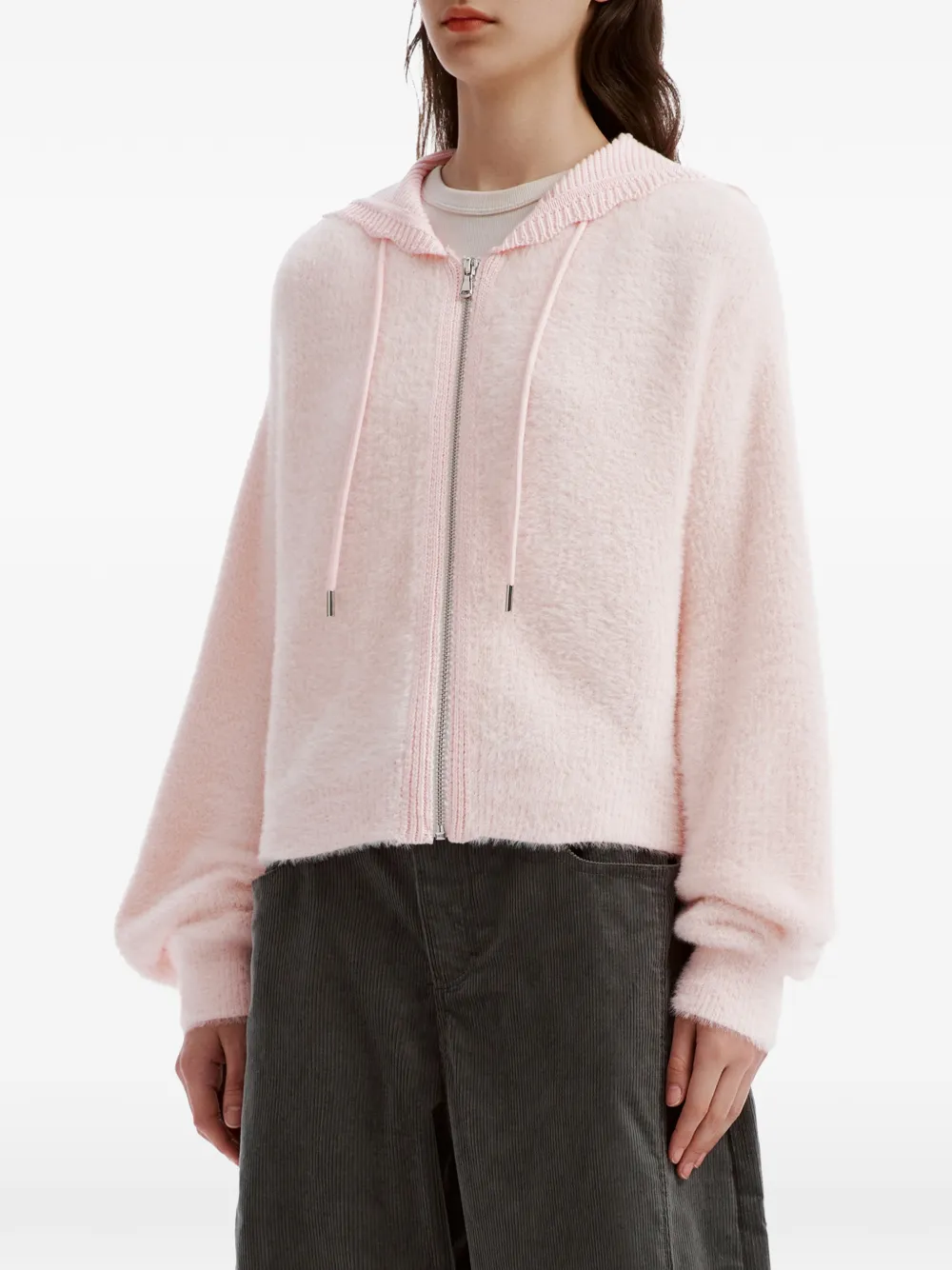 tout a coup zip-up hooded cardigan Roze