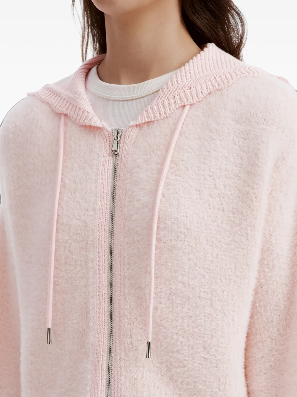tout a coup zip-up hooded cardigan Roze