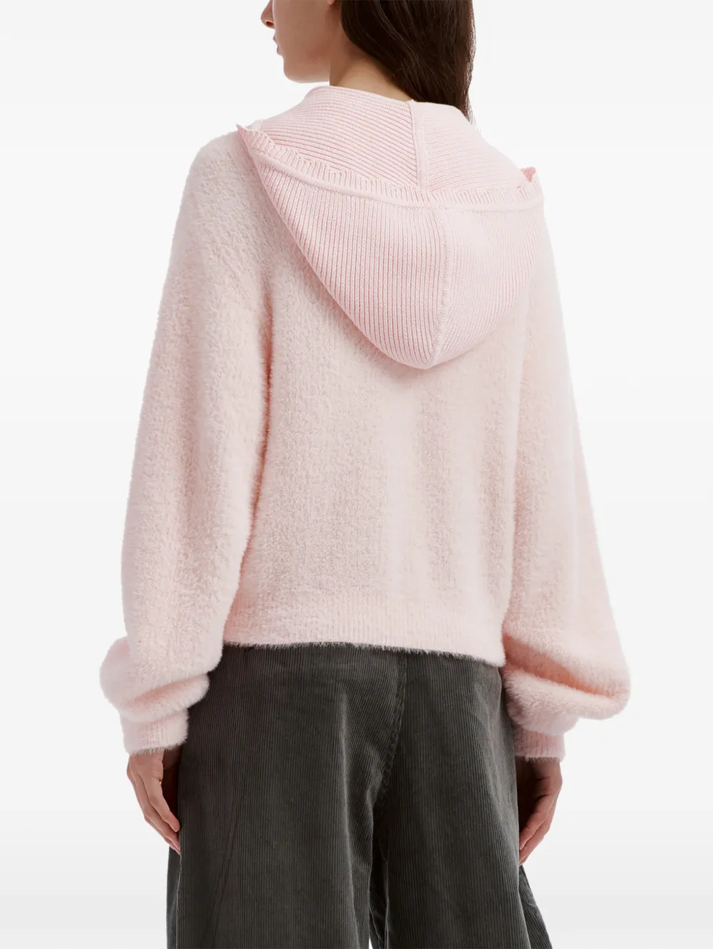 tout a coup zip-up hooded cardigan Roze