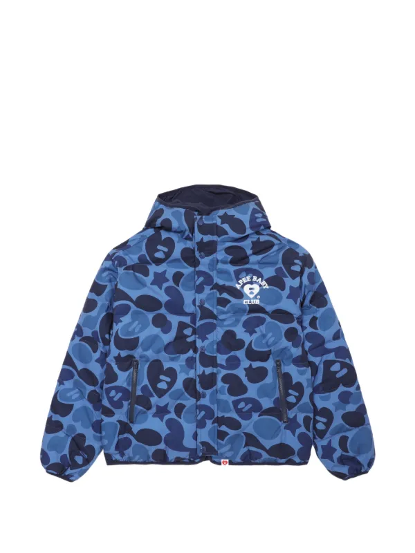即発送 ABATHINGAPE APE カモフラージュ　ダウンジャケット　ブルー APEE™ By *A BATHING APE® カモフラージュ パデッドジャケット