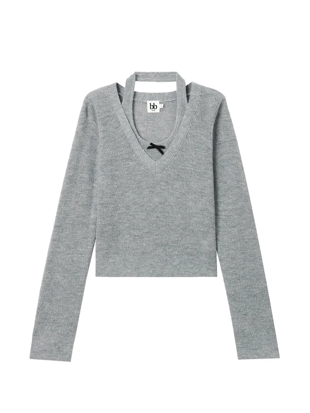 b+ab Pullover im Layering-Look mit Schleife - Grau