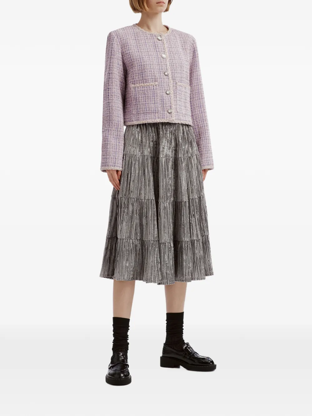 b+ab Button-up jack met tweed-effect Paars