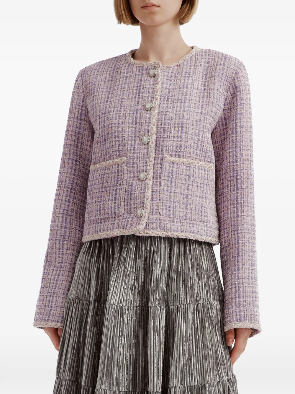 b+ab Button-up jack met tweed-effect Paars