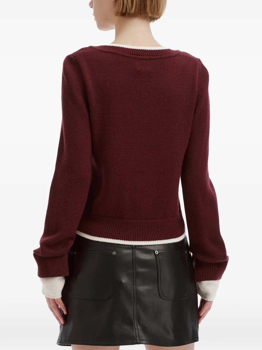 b+ab contrast-trim V-neck sweater Rood