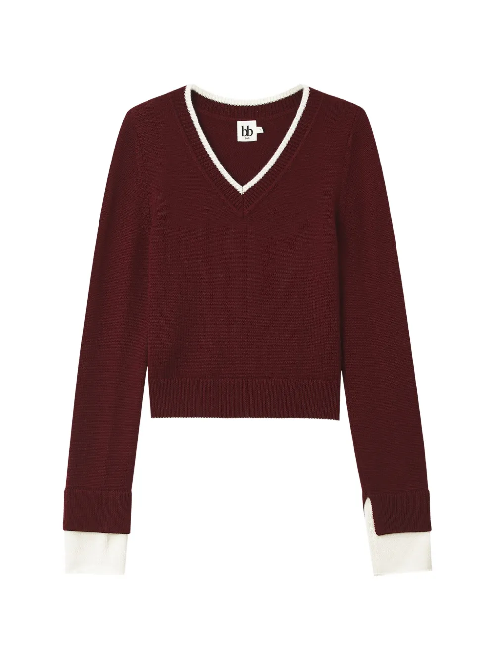 b+ab contrast-trim V-neck sweater - Rot