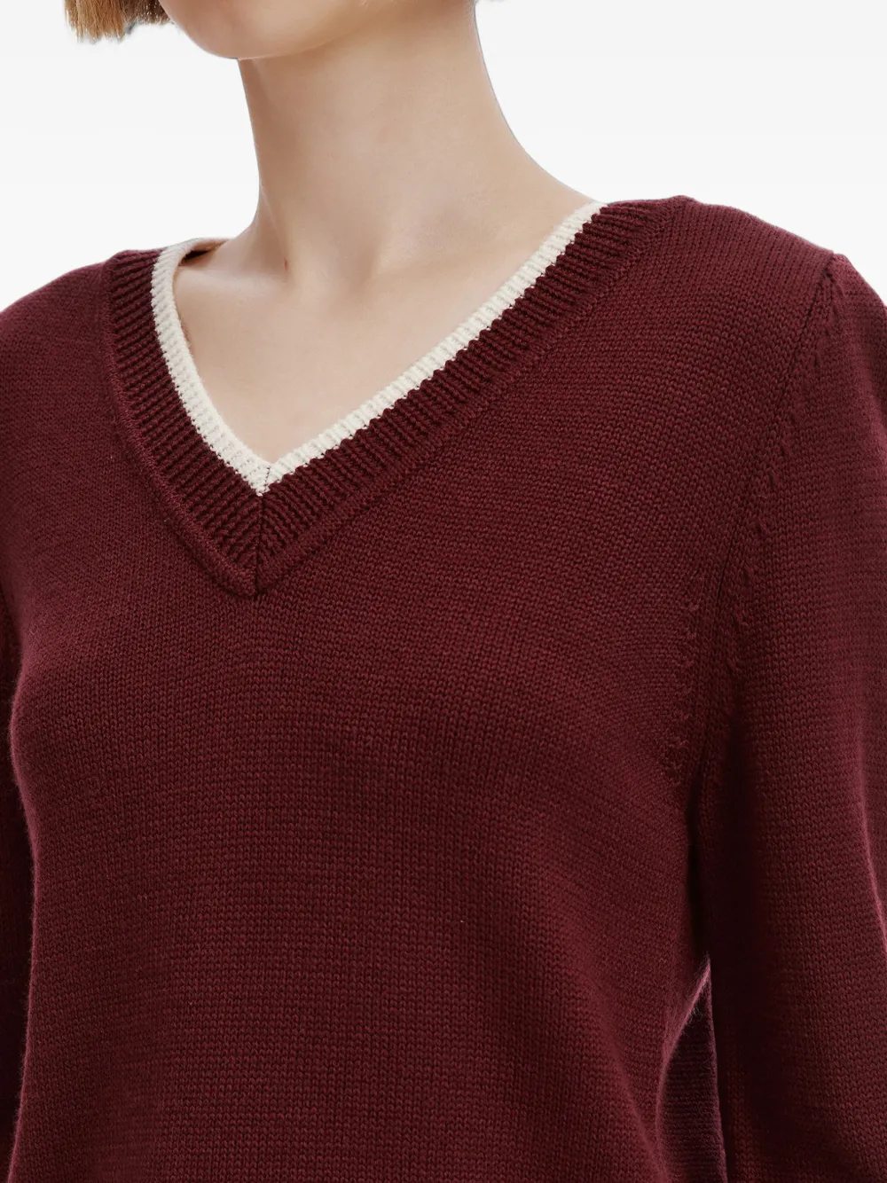 b+ab contrast-trim V-neck sweater Rood