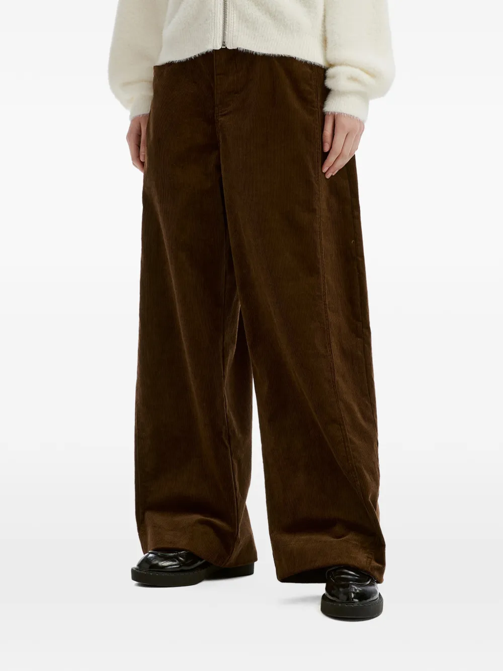 tout a coup Ribfluwelen broek met wijde pijpen Bruin
