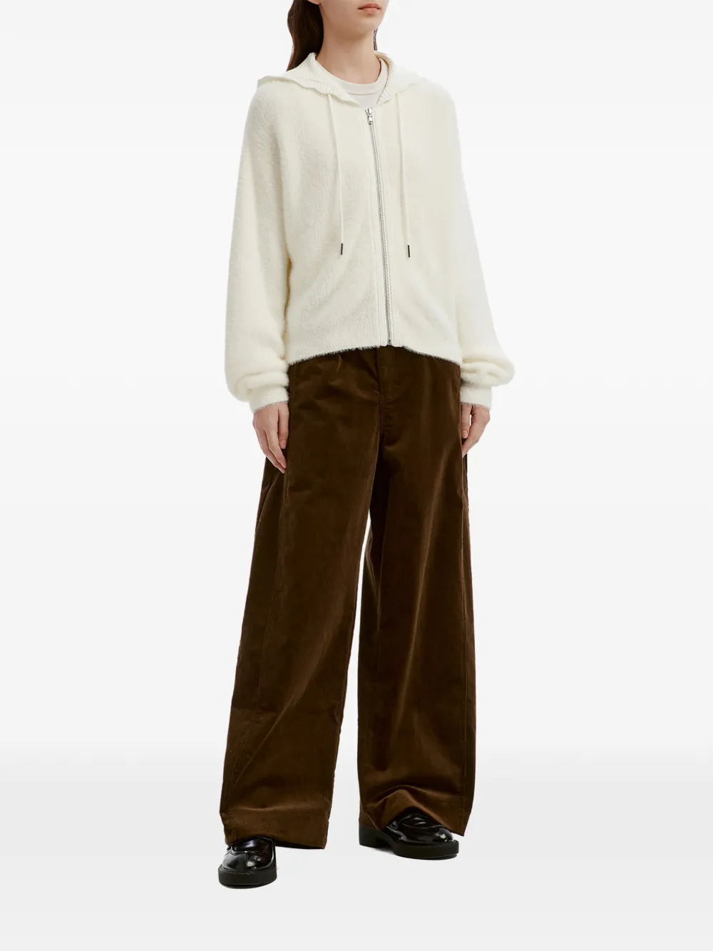 tout a coup Ribfluwelen broek met wijde pijpen Bruin