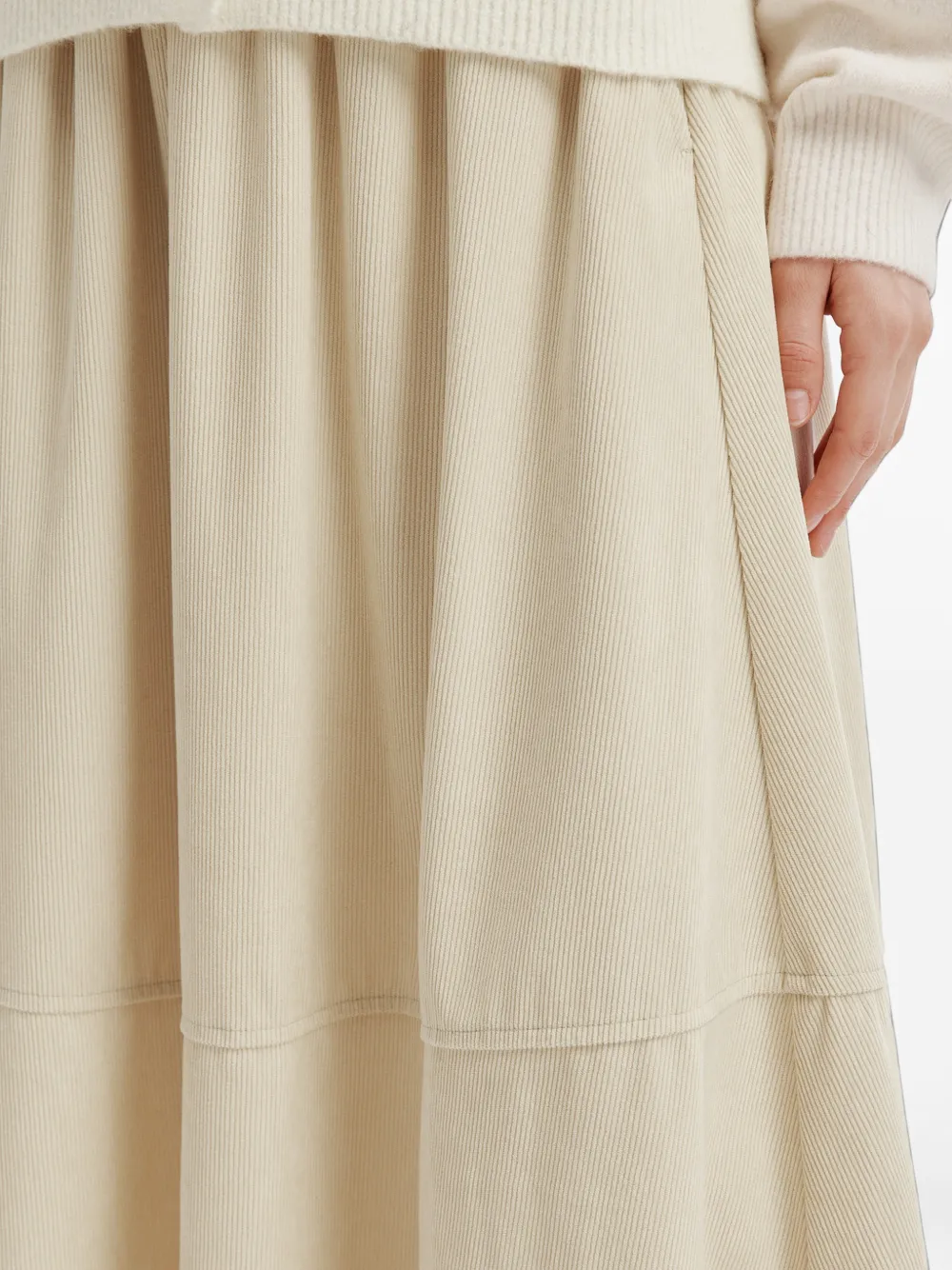 b+ab corduroy-effect tiered midi skirt Beige
