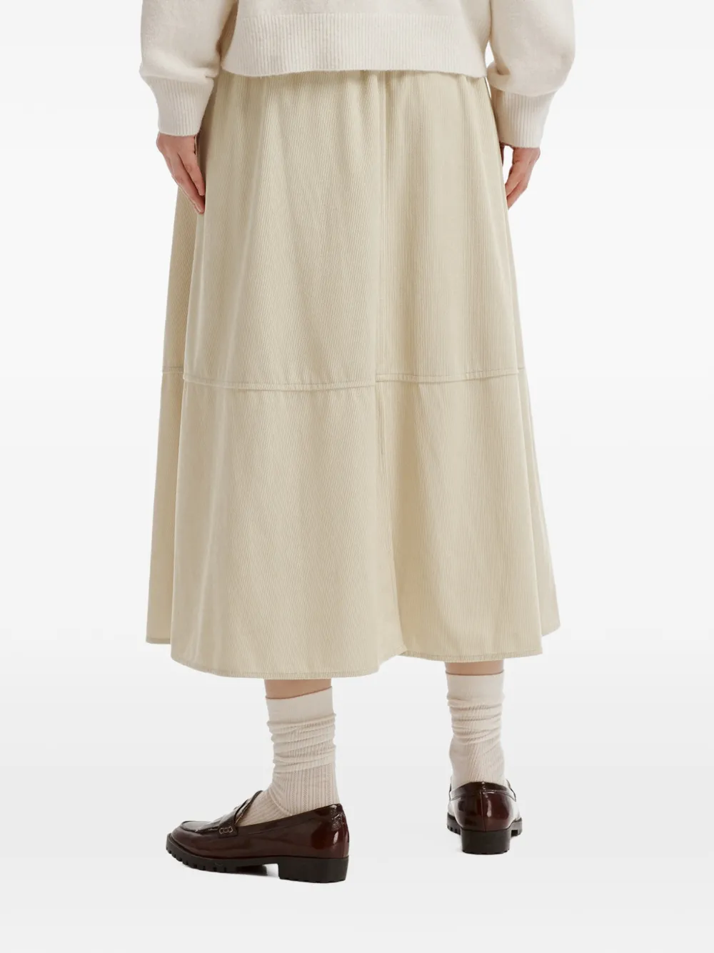 b+ab corduroy-effect tiered midi skirt Beige